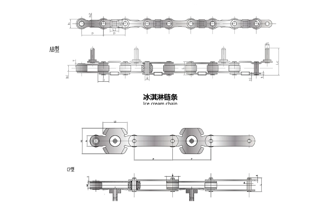 Ice Cream Conveyor Chain secondary technical view